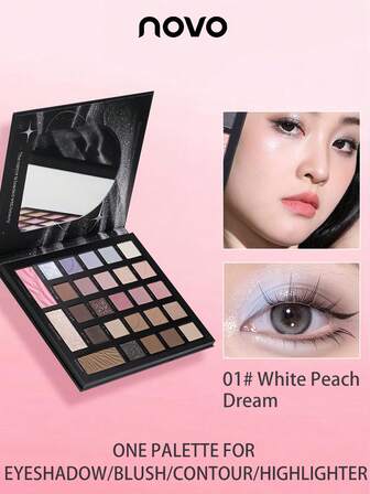 NOVO 27-Color Multi-Functional Eyeshadow Palette, Matte & Shimmer Contour, Blush, Highlighter, Makeup Artist Essential Eyeshadow Palette