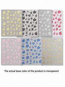 3D芙蓉花美甲贴纸 - 7种颜色（粉色、金色、白色、黑色），热带花叶滑贴，适合春夏DIY美甲、婚礼季和情人节美甲，自粘式美甲贴纸，美甲用品 - 彩色 - 查看 22