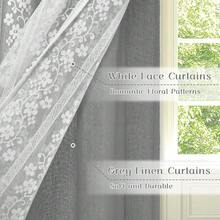 Linen Farmhouse Kitchen Curtains, Double Layered Valances For Windows With Linen And Lace, Rustic Curtains For Bathroom Window, Kitchen, Cafe Curtain 18 Inch Length Rod Pocket, 52 X 18, Grey - Grey52Wx18LPackof1 - View 4