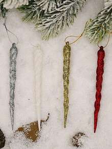 1 Pack Of 5 Twisted Icicles Decorations For Christmas Tree Glitter Spiral Strips Hanging Ornaments Suitable For Winter Christmas Tree Party Wedding Holiday Accessories Christmas Decoration Supplies Home Decorations Holiday Party Christmas Gifts