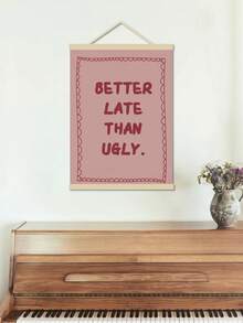 1幅“迟到总比不到好”时尚粉色浴室帆布墙画 - 无框墙饰，适用于卧室、客厅和家居装饰 - 彩色 - 查看 3