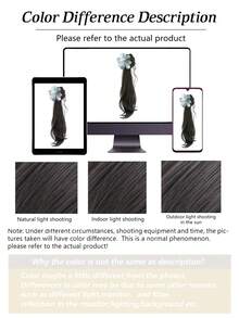 1 Piece Of Chinese Floral Faux- Wig Bun Hair Clip For Women, Slouchy Atmosphere, Loose Low Ponytail, Clip-On Hair Claw, Hair Bag For Going Out Simple Style. Fashion Hair Accessories Beauty Claw Clips Long Curl Wig