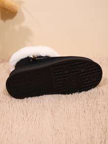 1 Pair Plus Size 36-42 Contrast Quilted Punk Preppy College Sports Avant-Garde Retro Cargo Style Faux Fur Lining Bowknot Faux Fur Edge Lace-Up Thick Sole Snow Boots, Suitable For Holiday, Outdoor, Winter