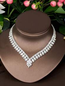 1 Set Fashion Cubic Zirconia Sunflower Decor Jewelry Set, Suitable For Women Wedding Wear