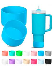 1 件/2 件硅胶保险杠保护套，适用于 Adventure 40 盎司和 IceFlow 20 盎司 30 盎司，硅胶保护水瓶底套，兼容 Tumbler - 無色 - 查看 18