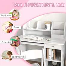 Compact Study Set With Storage - White MDF Desk & Chair Combo For Creative Workspace