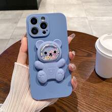 1 件泰迪熊支架手机壳，奢华纯色硅胶手机壳带挂绳，适用于三星、Apple 11/12/13/14/15/16 Pro Max、三星 S22/23/24/25+ UA04/A05/A14/A15/A24/A25/A34/A54 SA56/A36/A26、Honor 70/90/400/X56789abc、Redmi Note 14/13/12/1 Pro