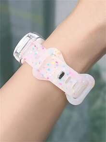 2 Peças/Conjunto Pulseira de Silicone Macia Jelly Colorida e Bolinhas Finas + Capa Protetora Transparente Compatível com Xiaomi Mi Band 10 9 8 7 6 5 4 3, Pulseira de Reposição Adorável Compatível com Mi Band, Acessórios de Pulseira Inteligente Simples e Confortável 14MM - Branco - Visão 7