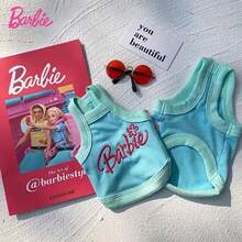 Mattel 1PC Barbie Officially Licensed Barbie Pet Vest Orange Blue Dog Vest Cute  Clothing Soft Pet Printed Puppy Vest (Small Medium For Dogs Cats)