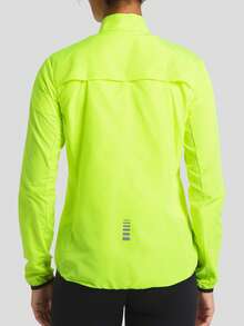 Qualicos Women's Lightweight Breathable Full Zip Cycling Jacket, Outdoor Sports Reflective Long Sleeve Sportswear With Reflective Stripes And Back Pocket, Suitable For Cycling, Running, Hiking - Mustard Yellow - View 5