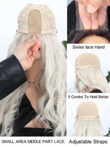 Long Blonde Wavy Wig 26 Inch Natural Wavy Wig Long Platinum Blonde Wig For Women Synthetic Wig Middle Part Halloween Cosplay Wigs For Women Halloween Party - Gold - View 6