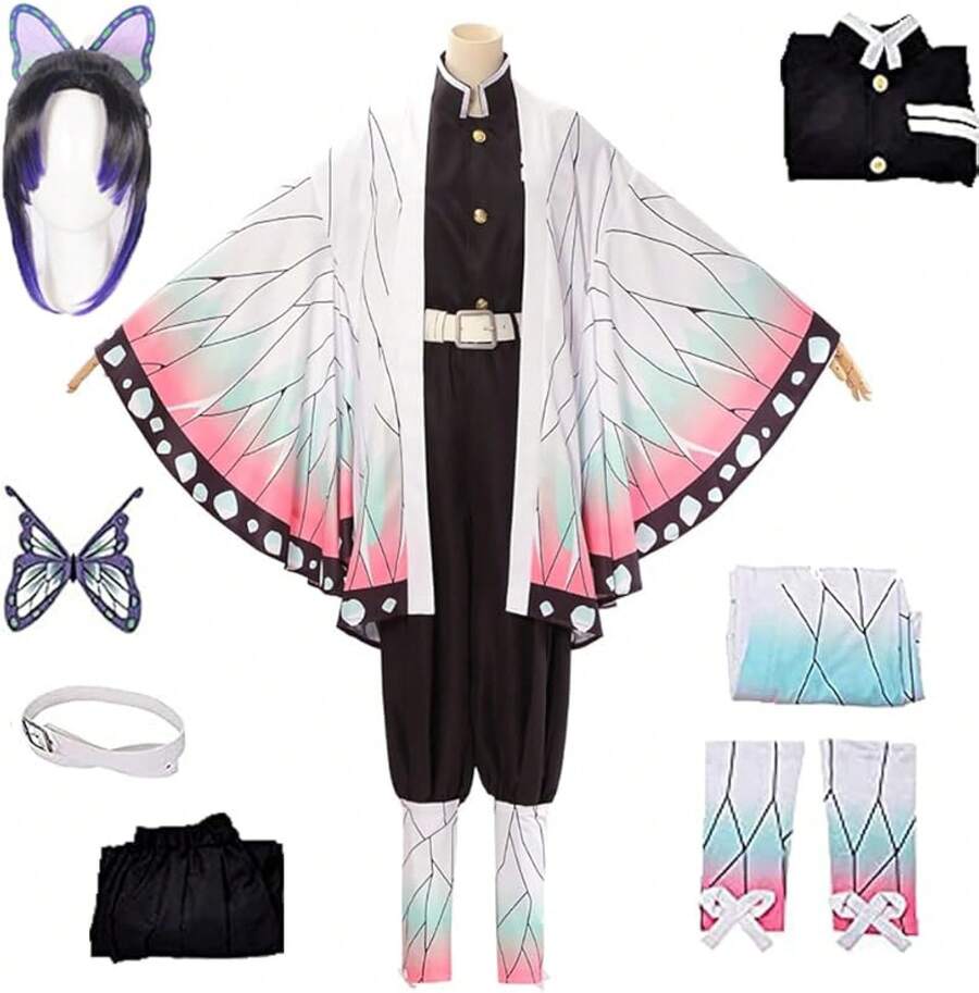 Anime Womens Cosplay Costumes Kochou Suit Full Set Halloween Party Outfit - Tím (tóc giả) - Xem 1