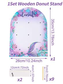1 Set Wooden Arch-Shaped Donut Display Stand, Patterns Include Jungle Animals, Pink Butterflies, Rainbow Unicorns And Mermaids, Suitable For Birthday Party, Wedding Table Decoration, Dessert Display, Party Wedding Table Centerpiece Decoration, Thanksgiving, Christmas Party Kitchen Cooking And Other Occasions. - Multicolor - View 17