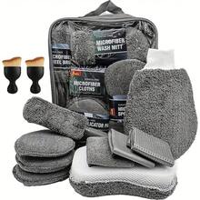 An 11pcs Car Cleaning Kit That Includes A Tire Brush, Microfiber Cleaning Gloves, Scratch Removal Pads, And Detailing Sponges For Both Interior And Exterior Care, Making It An Excellent Choice For Car Cleaning.