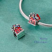 1Pc 2025 New Design Merry Christmas Gifts Santa Claus Christmas Tree Snowman Reindeer Dangle Charm Fit Bracelet Necklace Keychain Pendant Beads For Diy Jewelry Making Warm Winter New Year Surprise Gift For Women Girl Lover Friend Family - Silver - View 6