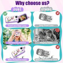 Juguete de teléfono inteligente para niños, regalo de Navidad y cumpleaños para niñas de 6 a 12 años, juguete de teléfono con pantalla táctil, cámara dual, juegos, reproductor de música, mejor opción para regalos de Navidad - Multicolor - Ver 5