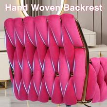 Velvet Modern Home Office Vanity Chair, 360° Swivel Adjustable Height Makeup Desk Chair With Golden Base And Hand Woven Backrest For Bedroom/Study/Vanity - 玫紅色 - 查看 4