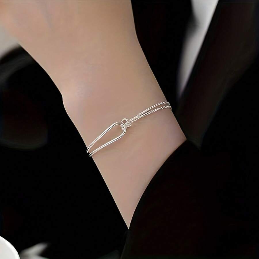 One Minimalist Zen Loop Bracelet, Reactive- Meditation Focus Tool, Fidget-Friendly Steel Knot Bead