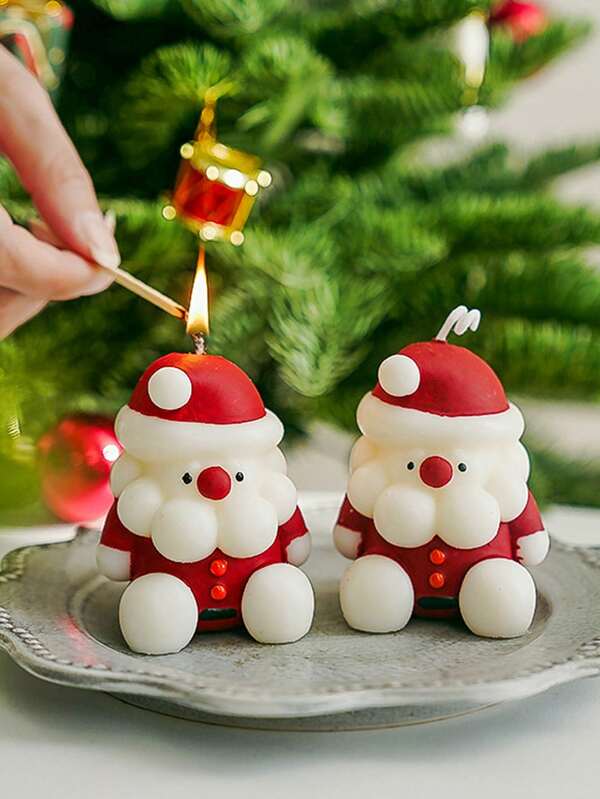 Christmas Candle Set, Christmas Decorations - Christmas Tree/Lucky Deer/Snowflake/Santa Claus, Home Aromatherapy Candles, Fragrance Christmas Gifts With Azure Orchid And Forest Moss, Handmade Soviet Aromatherapy Candles, Durable Soy Wax. Home Decor Room Decor