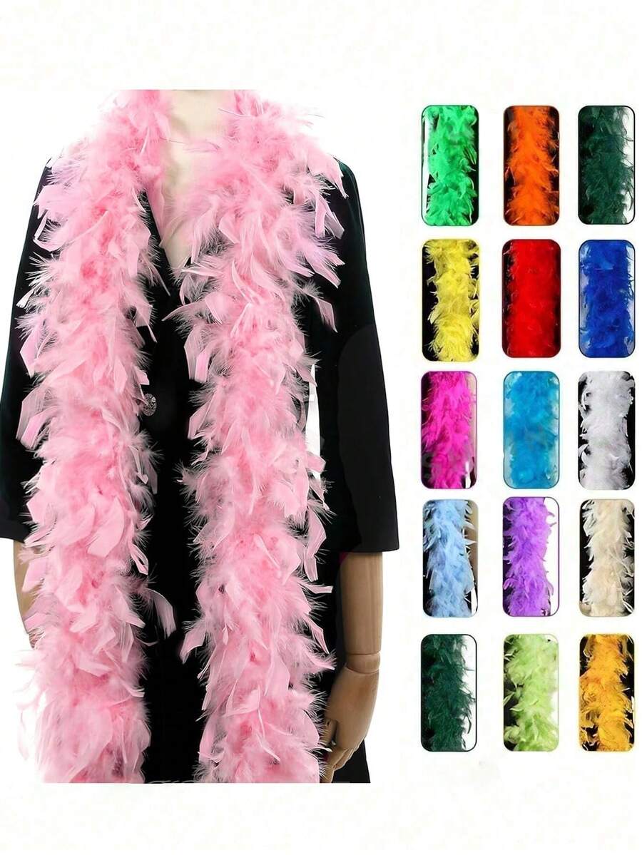 Boa de plumas, accesorios de disfraz para fiesta DIY, boas de plumas de colores, decoración de bufanda, adecuado para fiesta de cumpleaños, Halloween, Navidad, carreras de caballos, té, Nochevieja, concierto y decoración del hogar, boda de baile, actuación en el escenario, disfraz y accesorios de carnaval, suministros para fiestas, accesorios de disfraz de Halloween