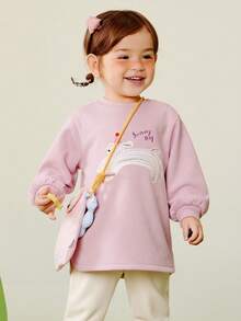 mini bala Girls Lantern Sleeve Sweatshirt Soft Durable Cozy Cute Fall Winter Top - Rubber Powder - View 1