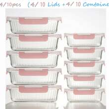 2/10 Party Prep Food Storage Set Anti-Slip Design - Leakproof & Stackable Glass Containers For Entertaining, Appetizers, Kitchen Organization & Effortless Hosting - Watermelon Pink - View 2