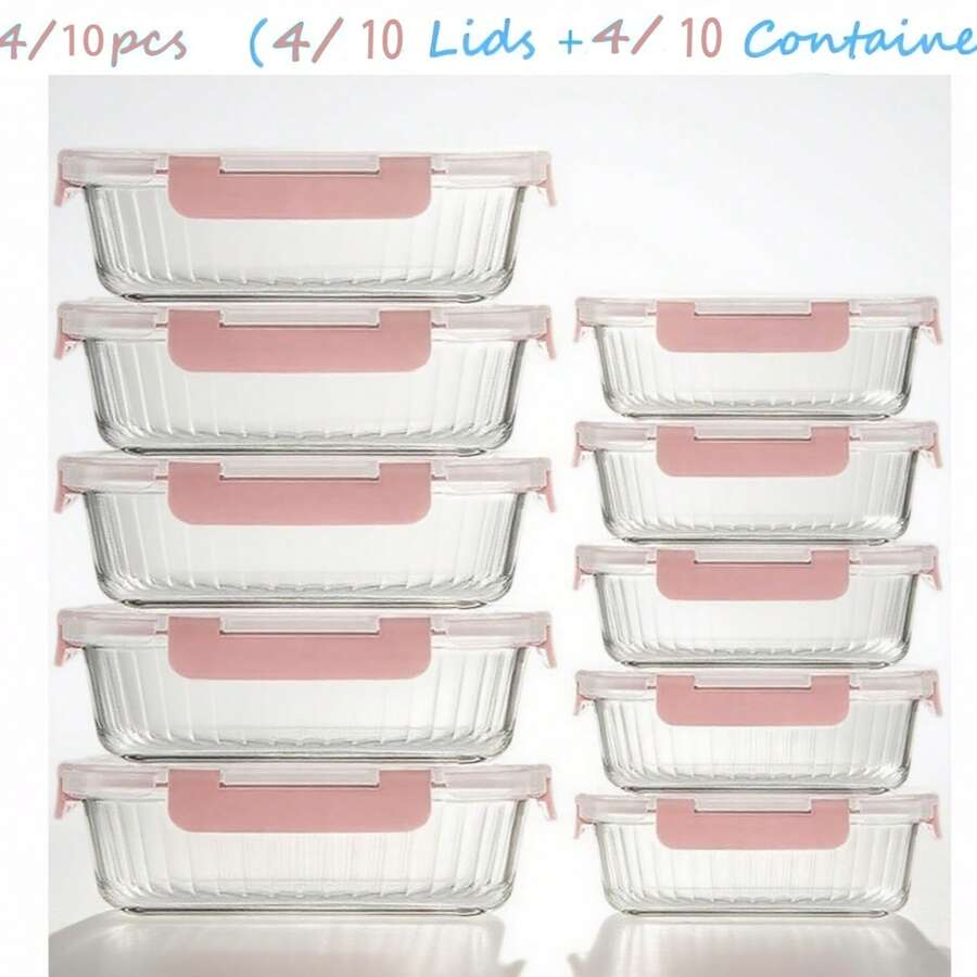 2/10 Party Prep Food Storage Set Anti-Slip Design - Leakproof & Stackable Glass Containers For Entertaining, Appetizers, Kitchen Organization & Effortless Hosting