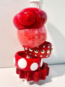 1pc Oversized Red Fashionable Bracelet, Suitable For Women's Daily Wear And Gift (Size Deviation 3mm/0.11 Is Normal)