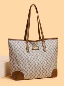 女士时尚休闲百搭流行通勤手提包，大容量单肩包，带卡夹和钱包套装