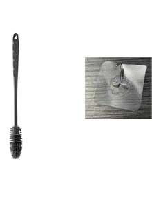 1 pieza - Cepillo de silicona con mango largo - Fácil de usar, duradero, adecuado para colores claros sensibles, versátil, usado para biberones, botellas, tazas de cocina y baño, herramientas de limpieza de tazas, herramientas de limpieza de botellas, mango ergonómico, material de silicona