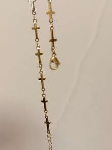 Nooxian 1 pieza Joyería Estilo bohemio de playa para mujer Tobillera de acero inoxidable resistente al agua y a la con múltiples cruces, accesorio diario como regalo (Cantidad de cuentas de cruz al azar)