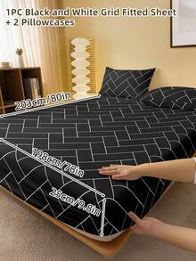 2/3 Pcs Printed Fitted Sheet Set, Bedding, Bed Sheet Set, Soft And Comfortable Bedding, Room Decor, Mother's Day Decor, Skin-Friendly Bed Cover Set For All Season, Domitory Bedding Set, Mattress Protector For Bedroom, Mother's Day Gift, Fits For Twin Full King Queen Size Bed, 1 Fitted Sheet And 2 Pillowcases, Back School Bedding, Machine Washable - 彩色 - 查看 42