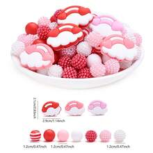 73件情人节主题红粉DIY首饰制作套装，渐变色亚克力珠，适合情人节/七夕手工礼物制作 - 彩色 - 查看 5