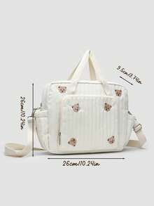 Personalized Embroidered Mommy Bag - Fashionable Large Capacity Diaper Tote Bag/Travel Shoulder Bag | Cute Cartoon Design | Customizable Name | Perfect Gift For New Moms