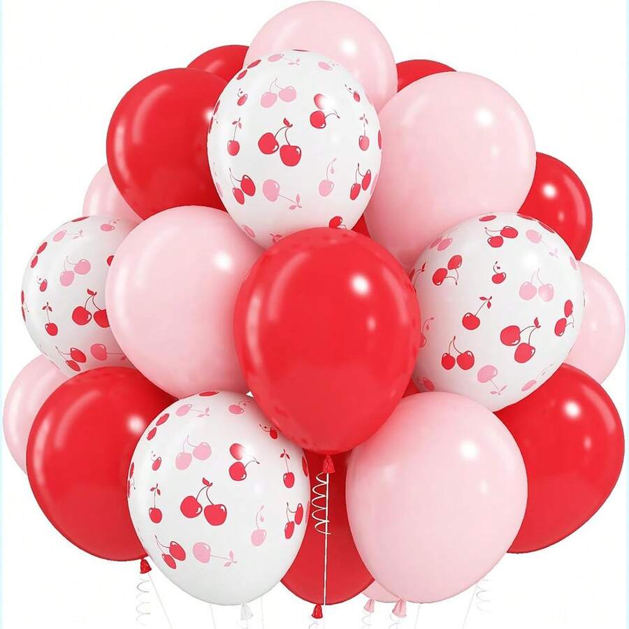 Bộ bóng bay 12 inch 35 quả anh đào màu đỏ và hồng, bóng bay tiệc bằng cao su heli màu đỏ mờ và hồng nhạt, thích hợp cho bé gái, bé gái, sinh nhật, tiệc chào đón em bé, cô dâu, trang trí tiệc cưới