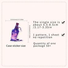 50 piezas Pegatinas de pociones misteriosas de magia oscura con diseños de dibujos animados y graffiti para cuadernos, patinetas