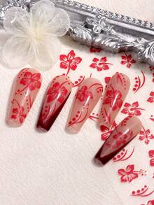 Hibiscus Flower 3D Nail Stickers Cherry Blossom Floral White/Black/Gold/Blue Florals Petal Nail Art Decals Sliders Manicure Nail Tips Decor,Y2K Star Adhesive Nail Art Supplies Decal For Women Nail Supplies DIY Manicure Decoration