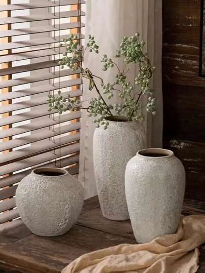 1 قطعة إناء زهور هيدروبونيك سيراميكي عتيق سميك، إناء سيراميكي بطراز نوردي بسيط، مناسب للمزرعة والغرفة المعيشية والغرفة الطعام وطاولة الطعام والمكتب والرف الكتب وديكور المنضدة، ديكور المنزل