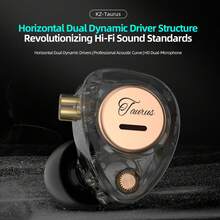 KZ Taurus In Ear Monitor IEM Earbuds, Dual 8mm Dynamic Drivers For Powerful Bass In Ear Headphones, Comfortable Fit Iems For Gaming, 2-Pin Gold-Plated Wired Earbuds For Singers - 透明色 - 查看 3