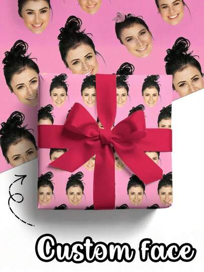 Custom Face Photo Birthday Wrapping Paper, Custom Face Print Gift Wrapping Paper,Wrapping Paper With Funny Face,Personalized Face Photo Gift Wrapping Paper, Unique Personalized Birthday Wrap, Birthday Gift Ideal,,Fun Gift Wrap For Diy Gift Packaging