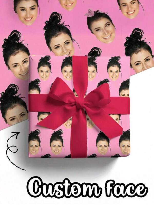 Custom Face Photo Birthday Wrapping Paper, Custom Face Print Gift Wrapping Paper,Wrapping Paper With Funny Face,Personalized Face Photo Gift Wrapping Paper, Unique Personalized Birthday Wrap, Birthday Gift Ideal,,Fun Gift Wrap For Diy Gift Packaging