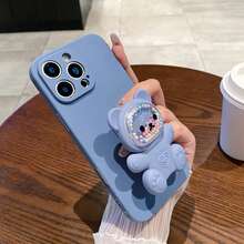 1 件泰迪熊支架手机壳，奢华纯色硅胶手机壳带挂绳，适用于三星、Apple 11/12/13/14/15/16 Pro Max、三星 S22/23/24/25+ UA04/A05/A14/A15/A24/A25/A34/A54 SA56/A36/A26、Honor 70/90/400/X56789abc、Redmi Note 14/13/12/1 Pro