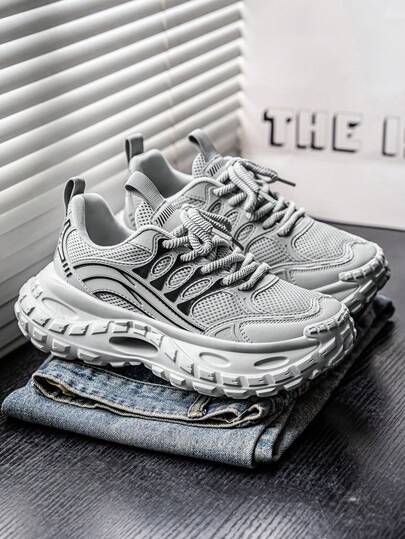 Men's Casual Comfortable Lightweight Chunky Sneakers - Non-Slip Durable Sole, Odor-Resistant Fabric, Shock-Absorbing Comfort - Casual Sports Shoes, Suitable For Gym, Jogging And Daily Wear | Fashionable Design | Comfortable Footwear