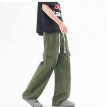 Khaki, Black, Beige Skate Twill Cargo Pants With Elastic - 軍綠色 - 查看 2