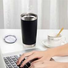 Vaso Térmico de Acero Inoxidable, Taza Termica  y Caliente para Cafe con Tapa , Termo Infusor de Vacío Doble para Hombre, Mujer, Regalo (20oz/600ml) - Negro - Ver 4