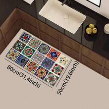 Tapete xadrez vintage de 1 peça, tapete de drenagem de poliéster para cozinha, sala de estar, entrada, varanda, decoração de casa, antiderrapante, adequado para cafeteria, bar, feriado, festa, quarto, banheiro - Multicolorido - Ver 18