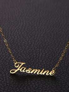 1pc Personalized Minimalist Custom Name Necklace, Elegant Gold Stainless Steel Jewelry, Women's Accessory, Necklace, Christmas/Valentine's Day Gift - Multicolor - View 5