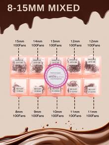 ARTSTAR 1000 根 D Crul 散装棕色扇形睫毛嫁接 4D-10D 尖头预制中长柄纤细深棕色俄式浓密睫毛 - D - 查看 5