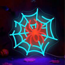 1PC Spider Web Neon Light - USB Powered LED Wall Art For Halloween Christmas Decor,Perfect For Parties & Ceremonies Christmas Decoration XMAS Decor Christmas Tree Gift Decor Thanksgiving Wedding Home Decor Home Decor Fall Decor Autumn Decor Birthday Decorations For Gifts Party Supplies Indoor Holiday Festival Decor Halloween Decor Wall Decor Halloween Ornaments - Multicolor - View 1