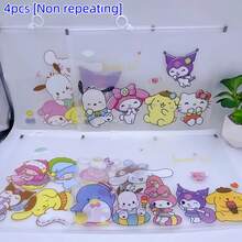 Sanrio 4 buc Sanrio Cartoon A4 Pungi pentru documente, Geantă din PVC cu închidere rapidă Hello Kitty, Kulomi, Dosar cu închidere cu nasture My Melody, Geantă de papetărie, Organizator de documente, Geantă transparentă cu fermoar, Depozitare hârtie de examen, Cadouri, Rechizite de birou, Cadouri mici pentru întoarcerea la școală, Potrivite pentru sezonul școlar